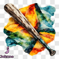 colorful watercolor painting of a baseball bat png design 29