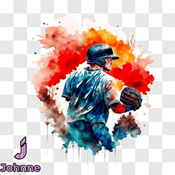 watercolor painting of a baseball player png design 30