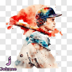 baseball player in artistic watercolor painting png design 38