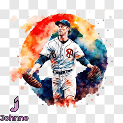 watercolor painting of baseball player png design 34