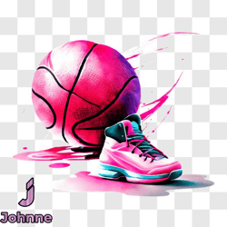 sleek pink and black basketball png design 43