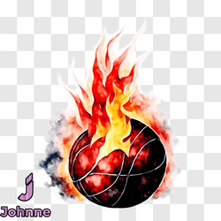 basketball on fire png design 48