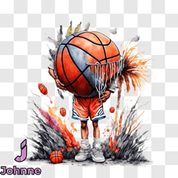 basketball player in action with fireworks png design 50