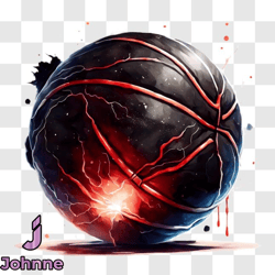 black basketball with red splatters png design 61