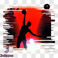 basketball dunk at sunset png design 65