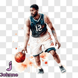 basketball player in action with paint splashes png design 78