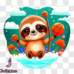 cartoon sloth playing basketball png design 83