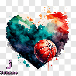 heart shaped basketball artwork png design 112