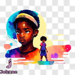 encouraging illustration of young black girl and basketball player png design 118