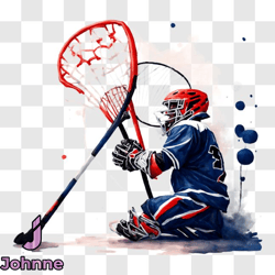 lacrosse player ready to shoot puck with hockey stick png design 123