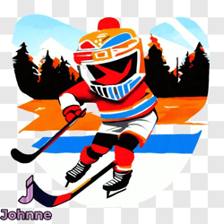 cartoon ice hockey player enjoying outdoor skating png design 124