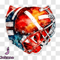 artistic watercolor painting of hockey goalies helmet png design 130