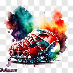 colorful hockey helmet art piece with watercolor splashes png design 132