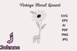 vintage flower drawing clipart design 171