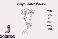 vintage flower drawing clipart design 170