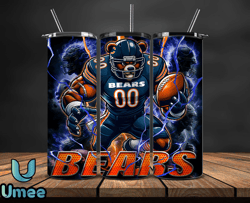 chicago bears tumbler wrap glow, nfl logo tumbler png, nfl design png by umee store-06