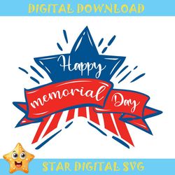 happy memorial day american ribbon svg