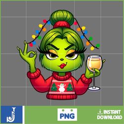 cute boujiee grinc png, christmas grinc png, cute girl grinh png, sublimation (16)