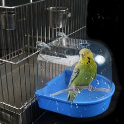 Bird Bath Box Parrot Bathing Cage Accessory