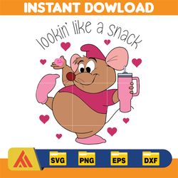 gus gus mouse svg, layered svg, valentines day, heart, stanley, cute, princess, snack svg, valentines, svg, png digital