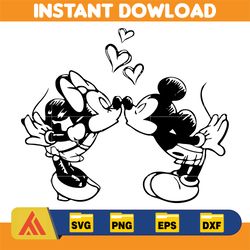 personalized mickey and minnie valentine svg, couple svg, customized disneyland valentine svg, custom initial svg