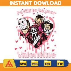 i'd kill to be your valentine killer character movie svg, horror killer story valentine svg, valentine shirt svg