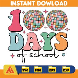 disco ball 100 days of school svg, groovy 100 days svg, retro 100 days teacher svg, sublimation svg, svg files for cricu