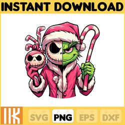 nightmare before christmas png, jack skellington png, grinch png, chistmas jack grinch, chistmas movie character sublima