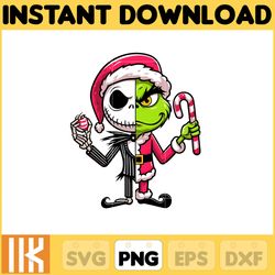 nightmare before christmas png, jack skellington png, grinch png, chistmas jack grinch, chistmas movie character sublima