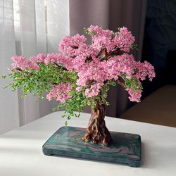 handcrafted beaded cherry blossom tree - realistic trunk, perfect interior accent & gift