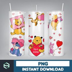 cartoon couple cartoon valentine tumbler design png, 3d inflated valentine tumbler wraps, balloon 20oz skinny tumbler (1