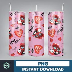 cartoon couple cartoon valentine tumbler design png, 3d inflated valentine tumbler wraps, balloon 20oz skinny tumbler (1