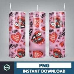 cartoon couple cartoon valentine tumbler design png, 3d inflated valentine tumbler wraps, balloon 20oz skinny tumbler (3