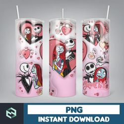 cartoon couple cartoon valentine tumbler design png, 3d inflated valentine tumbler wraps, balloon 20oz skinny tumbler (8