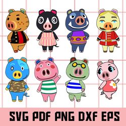 pigs svg pack, get animal crossing svg, pig villagers svg, animal crossing eps, animal crossing dxf, animal crossing vec