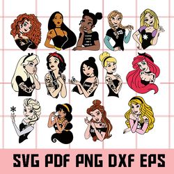 punk disney princess svg, disney princess svg, disney princess clipart, disney princess vector, disney princess png