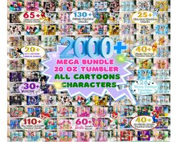 cartoon tumbler bundle, all cartoons character sublimation, stitch tumbler, 90s cartoon tumbler, mickey tumbler png subl