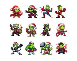 10 superhero christmas png bundle, boys christmas shirt png, superhero green mean guys png, funny christmas gift png