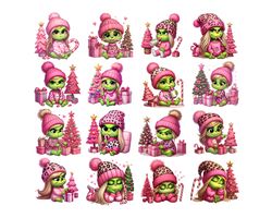 pink baby grinch png, boujee grinch png, cute grinchmas png, christmas png sublimation design, green guy png