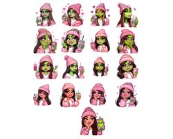 pink boujee pink girl grinch png file,cute grinch file,grinchmas png, grinchy png unique designs, cute grinchy file png