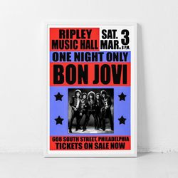 bon jovi music gig concert poster classic retro rock vintage wall art print decor canvas poster