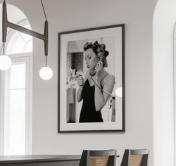 women smoking poster, luxury fashion print, aesthetic bedroom decor, vintage wall art, black and white print,feminist pr