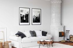 bedroom wall art, black and white wall art, 2 piece art prints, abstract poster set, living room art, set of 2 prints, c