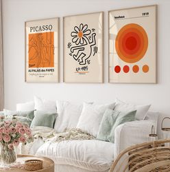 gallery wall art set of 3 prints, picasso print, picasso poster, bauhaus print, bauhaus poster set, gallery wall bundle,