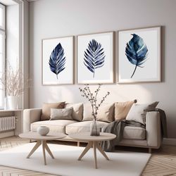 housewarming gift first home decor office wall art botanical watercolor print set of 3 artwork printable plant wall art