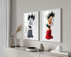 hypebeast astro boy toys poster set of 2, hypebeast figure printable wall art, hypebeast iconic decor, minimalist hypebe