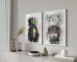 hypebeast figure poster set of 2, hypebeast printable wall art, minimalist hypebeast decor, hypebeast print art, gift fo