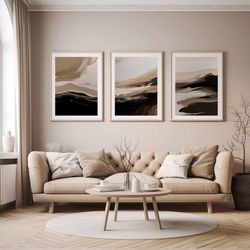 set of 3 neutral landscape wall art office decor nordic housewarming gift new home decor japandi decor brushstrokes prin