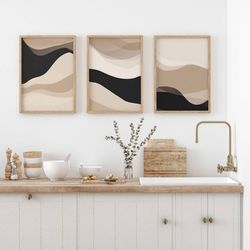 set of 3 printable wall art beige black poster trendy housewarming gift first home office wall art modern home decor