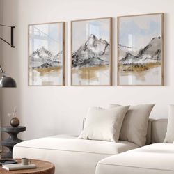 set of 3 nature wall art farmhouse decor landscape art large wall art living room poster set mountain art downloads